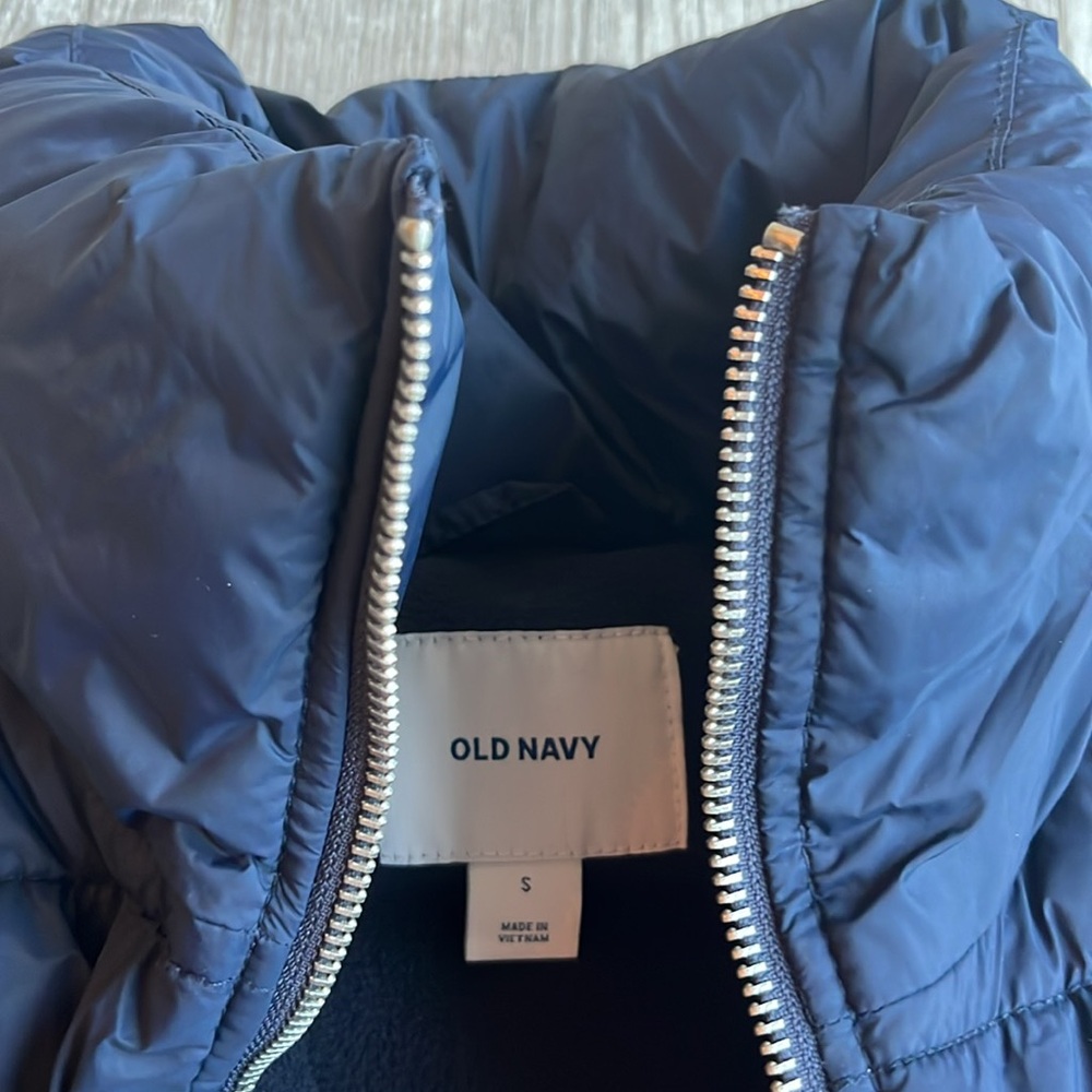 Old Navy Vest Women’s Blue Puffer Coat Full Zip Pockets Insulated Size S